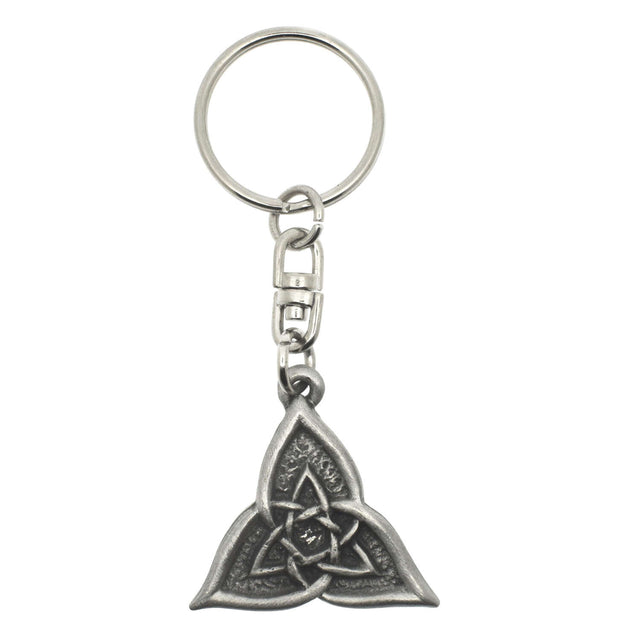 Celtic triangle pewter keyring with interwoven knotwork