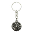 Round Celtic shield pewter keyring with raised centre and knotwork