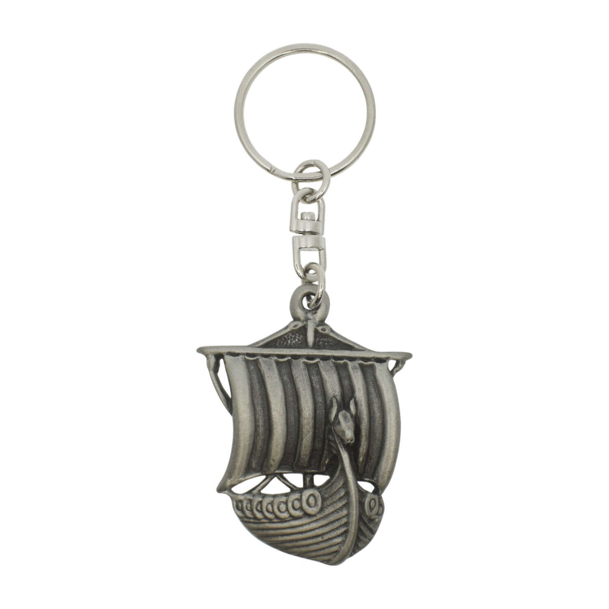 Large Viking ship pewter keyring