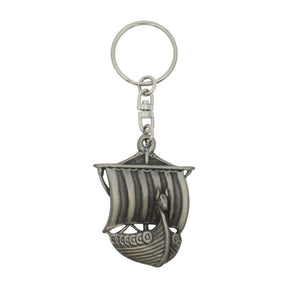 Large Viking ship pewter keyring