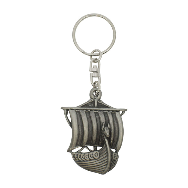 Large Viking ship pewter keyring