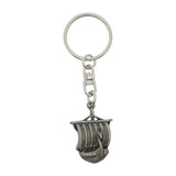 Viking ship pewter keyring showing Norse longship