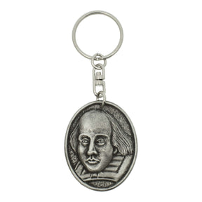 Oval William Shakespeare portrait pewter keyring
