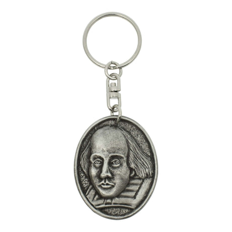 Oval William Shakespeare portrait pewter keyring