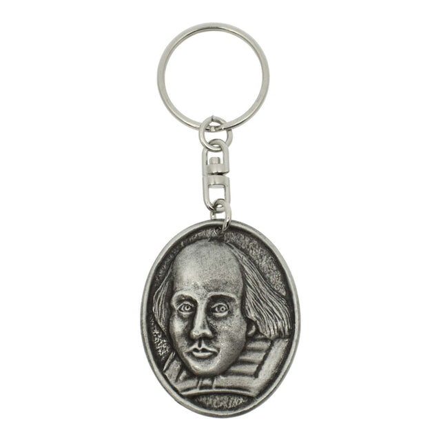Oval William Shakespeare portrait pewter keyring