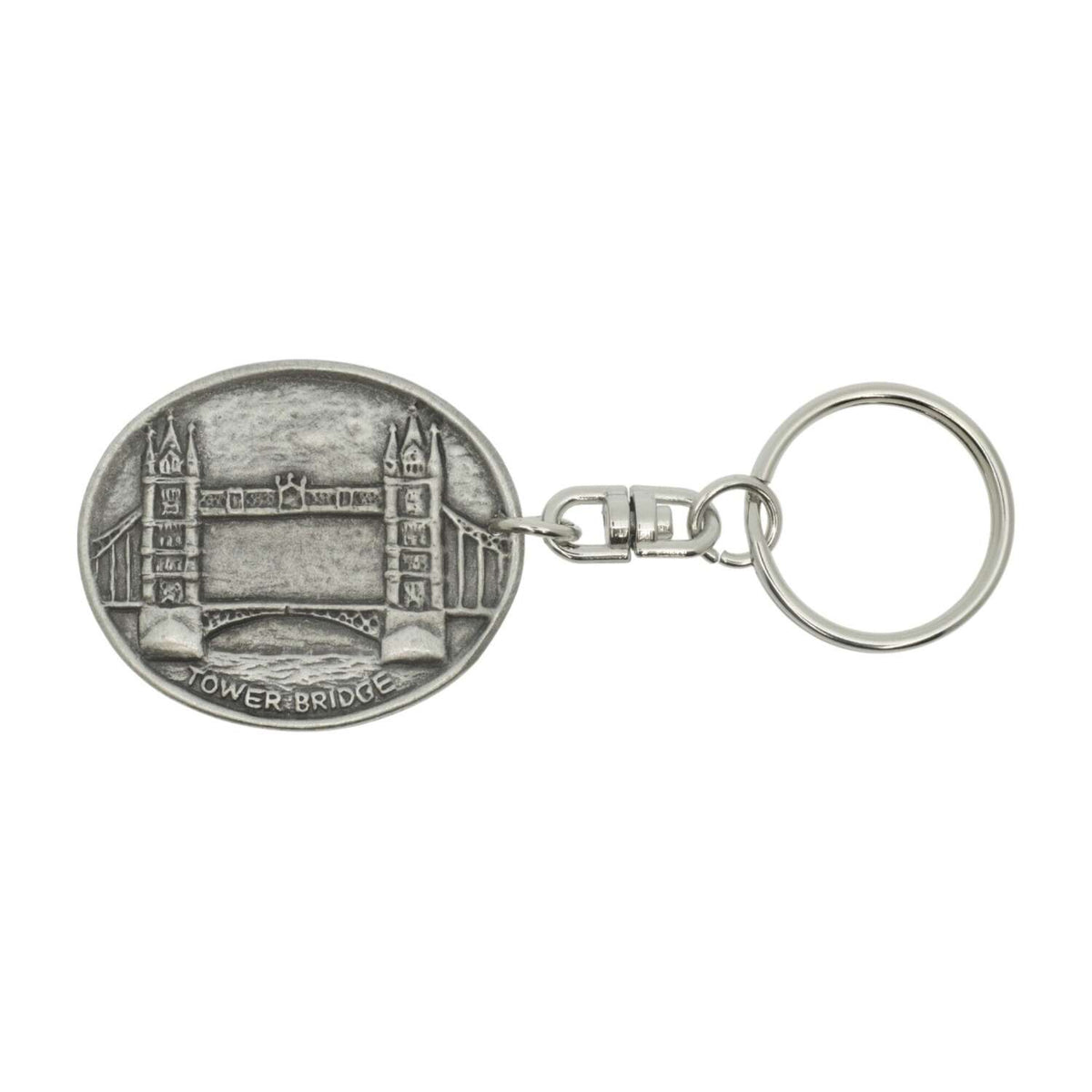 Tower Bridge oval pewter London souvenir keyring