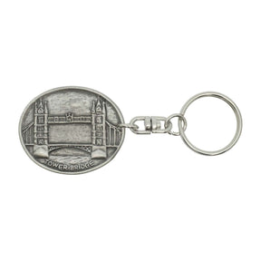 Tower Bridge oval pewter London souvenir keyring