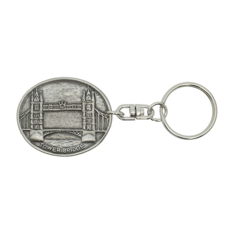 Tower Bridge oval pewter London souvenir keyring