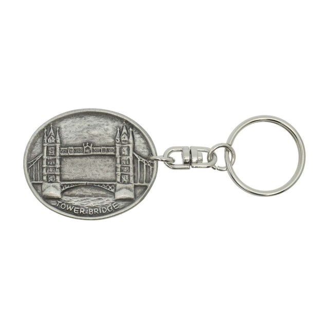 Tower Bridge oval pewter London souvenir keyring