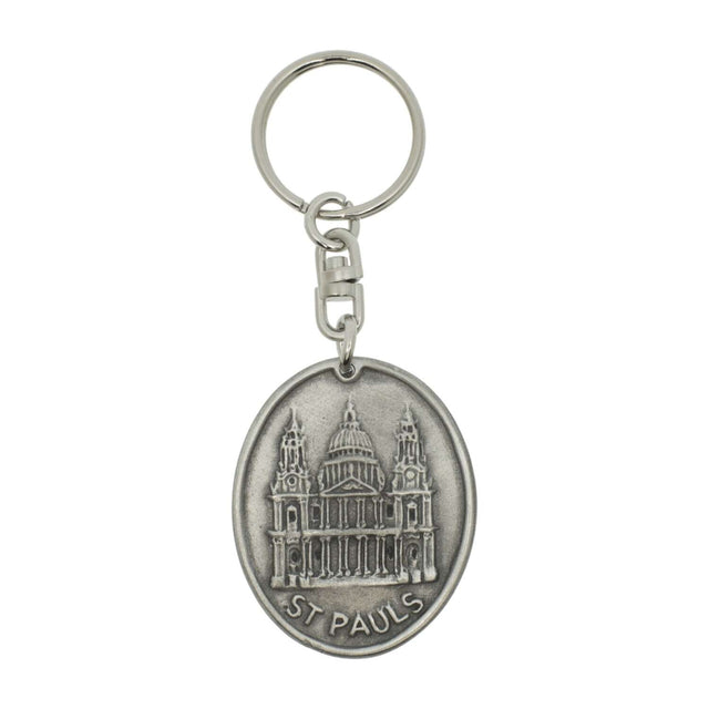 St Paul's Cathedral oval pewter London souvenir keyring
