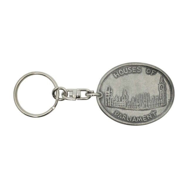 Houses of Parliament oval pewter London souvenir keyring