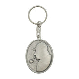 Sherlock Holmes oval pewter keyring with silhouette and pipe