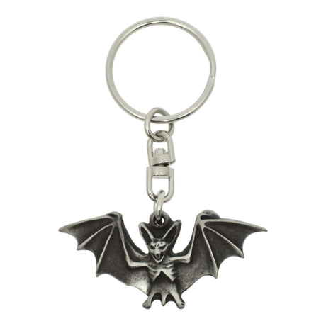 Bat pewter keyring with wings spread