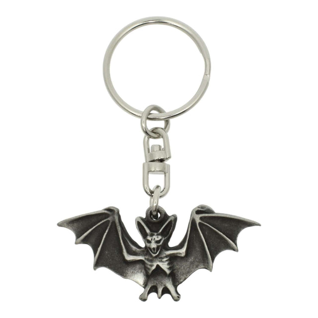 Bat pewter keyring with wings spread