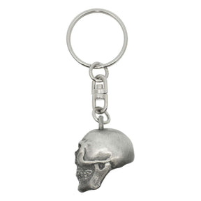 Skull pewter keyring with three dimensional skull charm