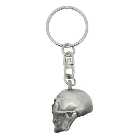 Skull pewter keyring with three dimensional skull charm