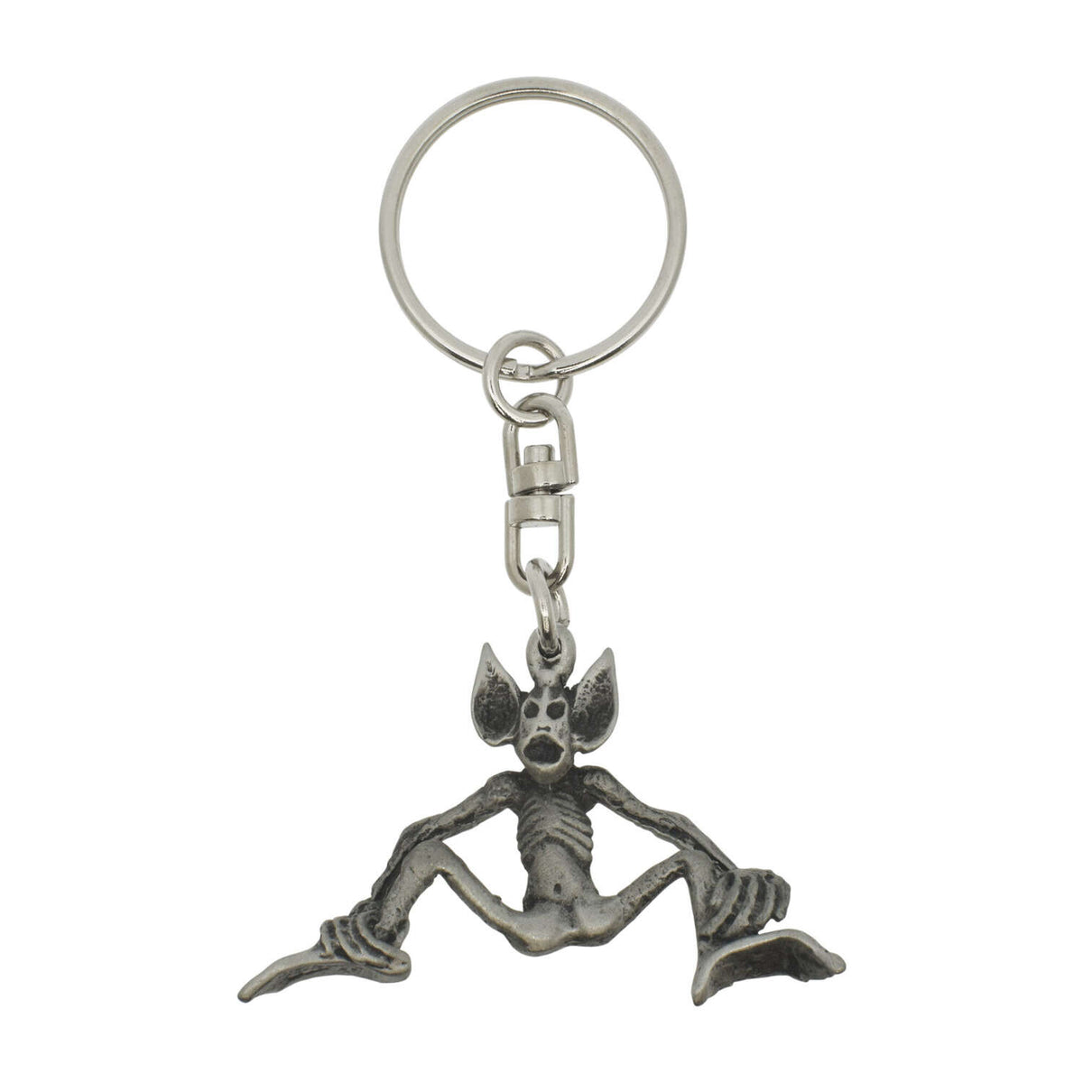 Piskie pewter keyring featuring seated folklore creature