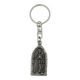 Boney skeleton Gothic arch pewter keyring