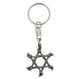 Six-pointed star crossed swords pewter keyring