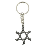 Six-pointed star crossed swords pewter keyring