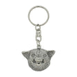 Wolf head pewter keyring with detailed fur and open mouth