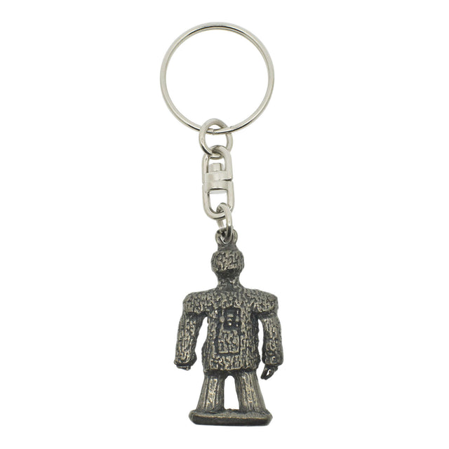 Wicker Man figure pewter keyring with textured woven detail