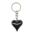 Black enamel heart pewter keyring