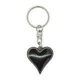 Black enamel heart pewter keyring