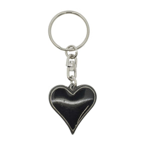 Black enamel heart pewter keyring