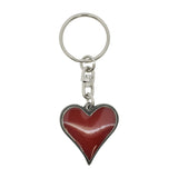 Red enamel heart pewter keyring