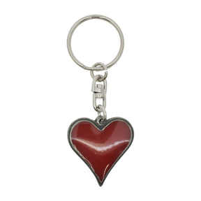 Red enamel heart pewter keyring