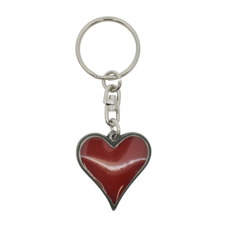 Red enamel heart pewter keyring