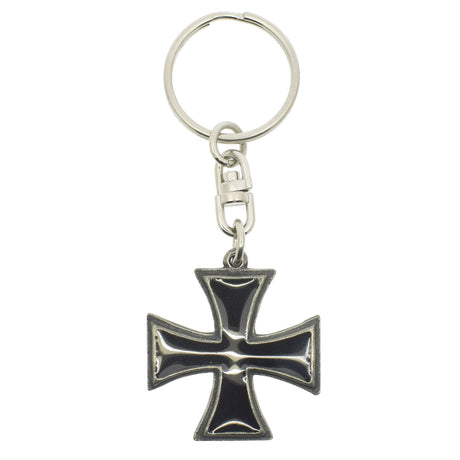 Black enamel Knights Templar cross pattée pewter keyring