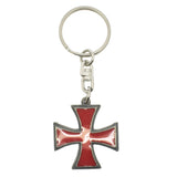 Red enamel Knights Templar cross pattée pewter keyring