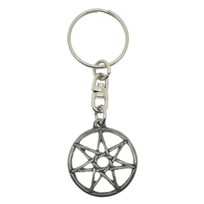 Heptagram seven pointed star pewter keyring