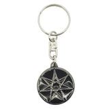 Seven point star septagram pewter keyring