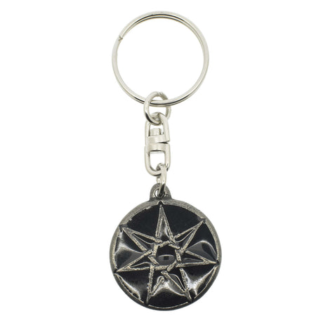 Seven point star septagram pewter keyring