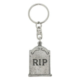RIP tombstone pewter keyring
