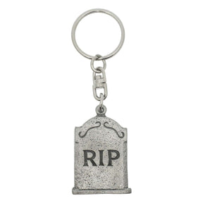 RIP tombstone pewter keyring