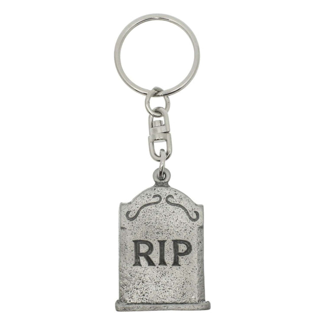 RIP tombstone pewter keyring