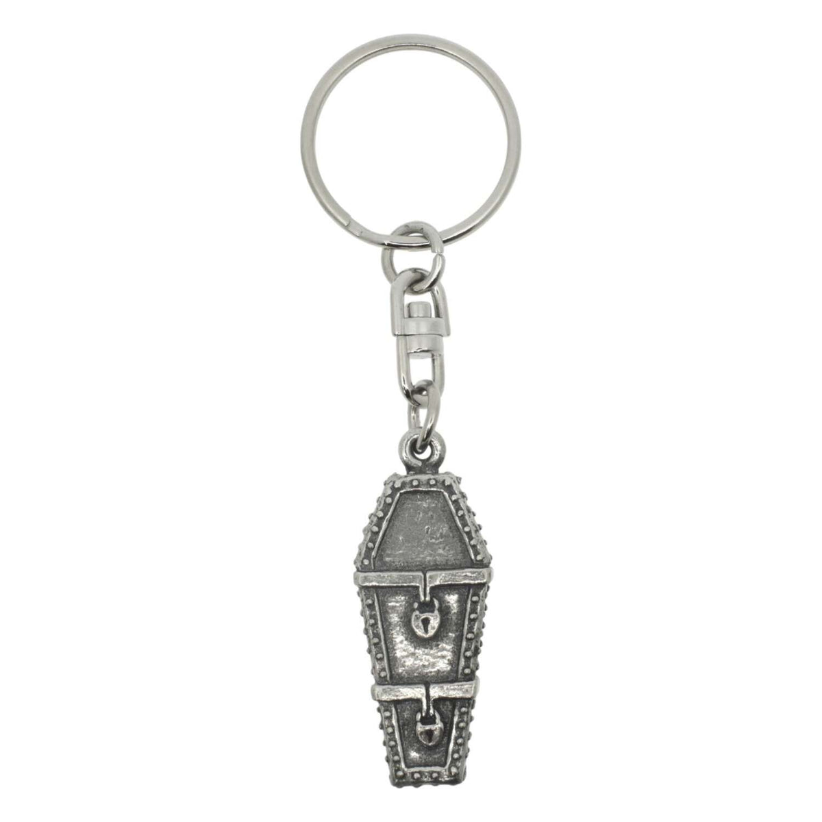 Open coffin Gothic pewter keyring