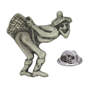 Antique silver-coloured See You Jimmy Scottish character lapel pin with bonnet and butterfly clasp