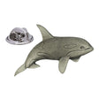 Antique silver-coloured orca killer whale lapel pin badge with butterfly clasp