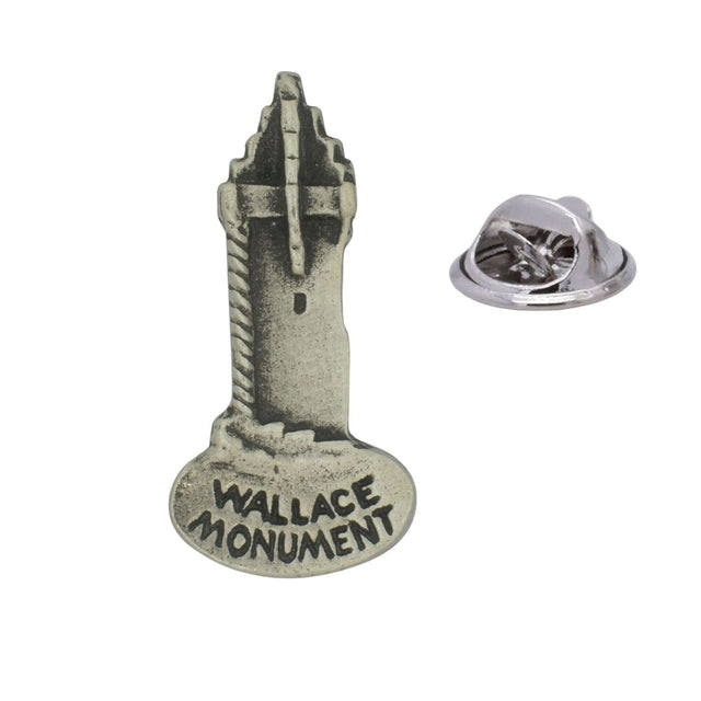 Antique silver-coloured Wallace Monument Scotland lapel pin badge with butterfly clasp