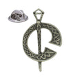 Antique silver coloured Tara brooch inspired Celtic circular pin badge with decorative interlace and butterfly clasp