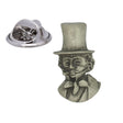 Antique silver-coloured Isambard Kingdom Brunel portrait lapel pin with top hat and butterfly clasp