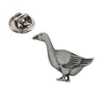 Antique silver coloured goose pewter lapel pin badge with butterfly clasp
