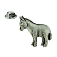 Antique silver-coloured donkey pewter lapel pin badge with butterfly clasp