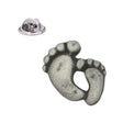 Two footprints feet pewter lapel pin badge antique silver finish with butterfly clasp