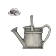 Traditional watering can pewter lapel pin badge with long spout, handle and butterfly clasp